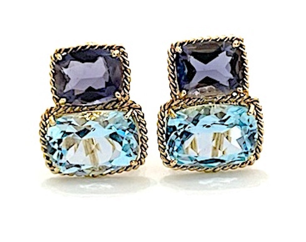 Large GUM DROP™ Earrings with Citrine and Cabochon Pink Topaz and Diamonds