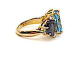 Large GUM DROP™ Ring with Blue Topaz and iolite and Diamonds