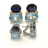 Large GUM DROP™ Earrings with Blue and Pink Topaz and Diamonds