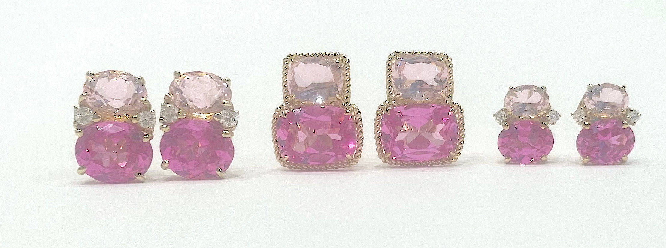 Mini GUM DROP™ Earrings with Pink Topaz and Diamonds