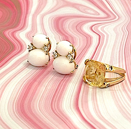 ADELE Large GUM DROP™ Earrings with Citrine and Smokey Topaz and Diamonds