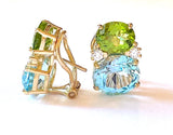 Medium GUM DROP™ Earrings with Peridot and Blue Topaz and Diamonds