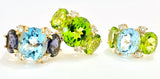 Large 18kt Yellow Gold GUM DROP™ Ring with Blue Topaz and Peridot