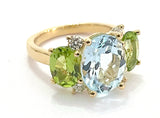 Small GUM DROP™ Ring with Blue Topaz and Peridot and Diamonds