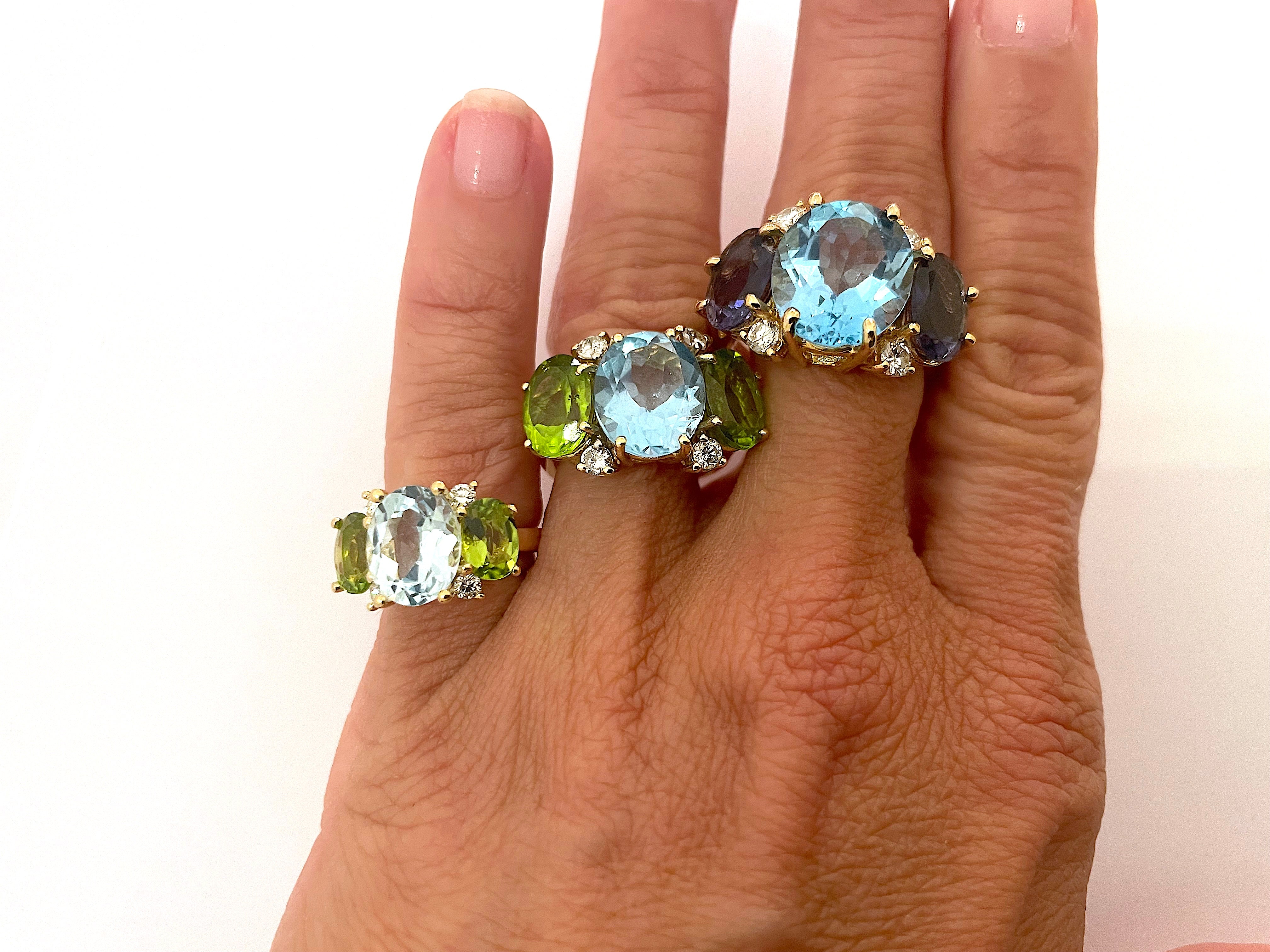 Medium GUM DROP™ Ring with Amethyst and Iolite and Diamonds