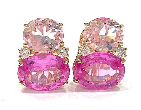 Large GUM DROP™ Earrings with Pink Topaz and Diamonds