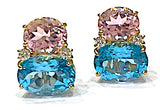 Large GUM DROP™ Earrings with Pink Topaz and Diamonds