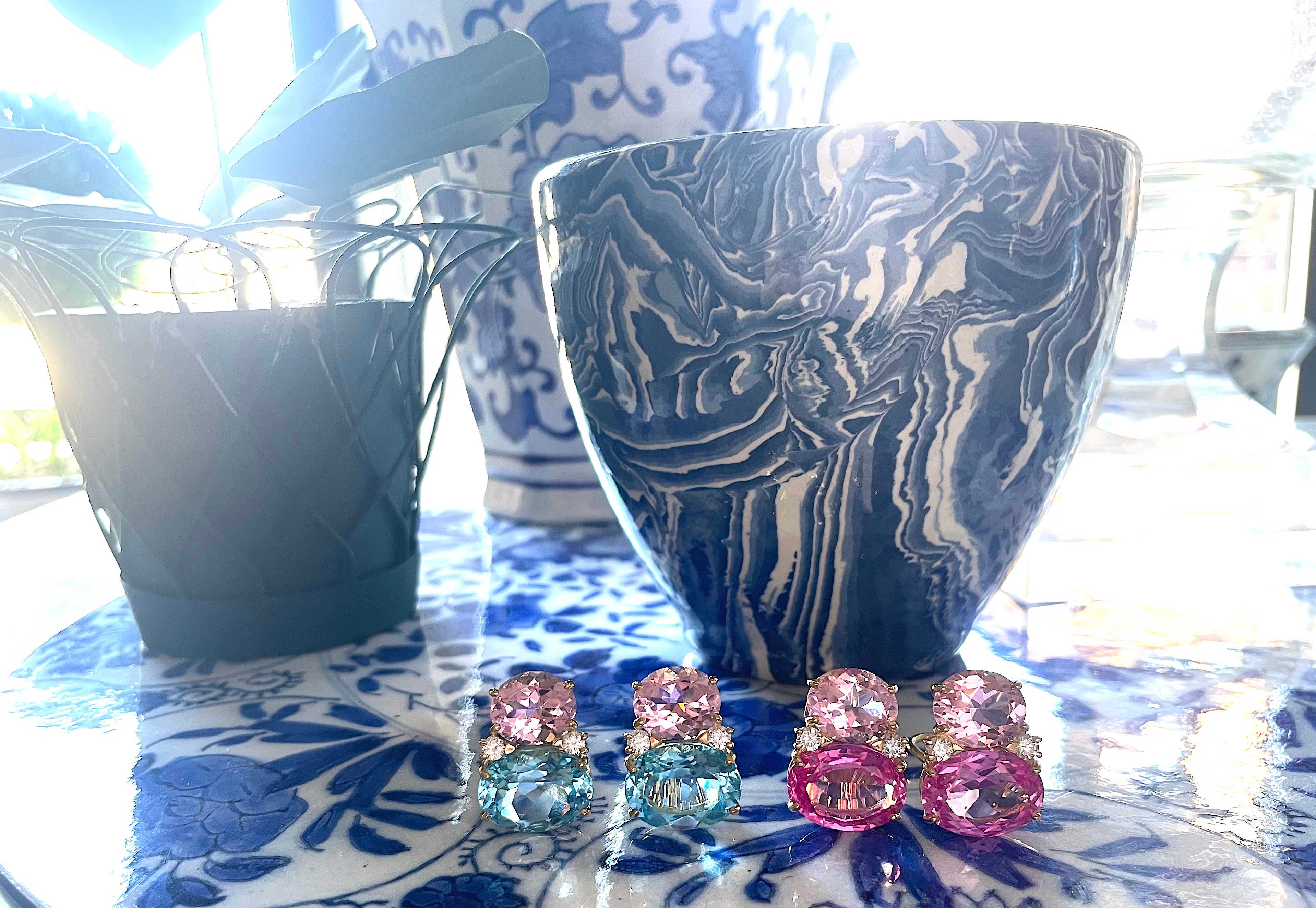 Large GUM DROP™ Earrings with Pink Topaz and Diamonds