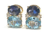 Medium GUM DROP™ Earrings with Iolite and Blue Topaz and Diamonds