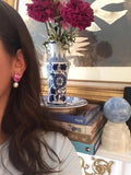 Medium GUM DROP™ Earrings with Pink Topaz and Blue Topaz and Diamonds with Detachable Pearls