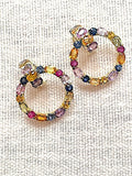 18 Karat Yellow Gold Multi-Color Sapphire Hoop Drop Earring