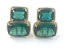 Large Two Stone Cushion Cut Earring with Rock Crystal and Blue Topaz