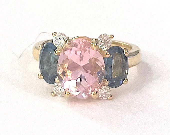 Large Two Stone Cushion Cut Earring with Rock Crystal and Blue Topaz