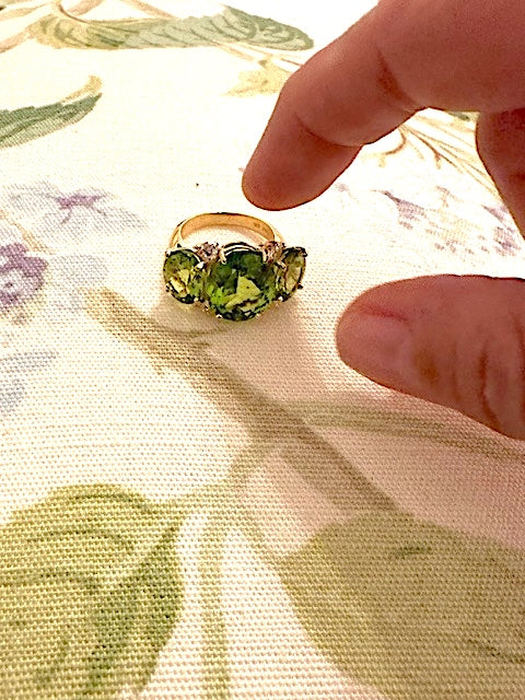 Orange Citrine Cabochon Pink Topaz Gold Cushion Ring