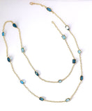 Elegant Multi Color Blue Topaz Necklace on twisted Link chain