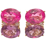 Grande GUM DROP™ Earrings with Pink Topaz and Purple Amethyst and Diamonds