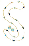 Elegant Multi Color Blue Topaz Necklace on twisted Link chain