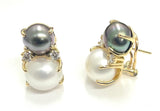 Large GUM DROP™ Earrings with Pearls and Pink Topaz and Diamonds
