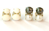 Large GUM DROP™ Earrings with Pearls and Pink Topaz and Diamonds