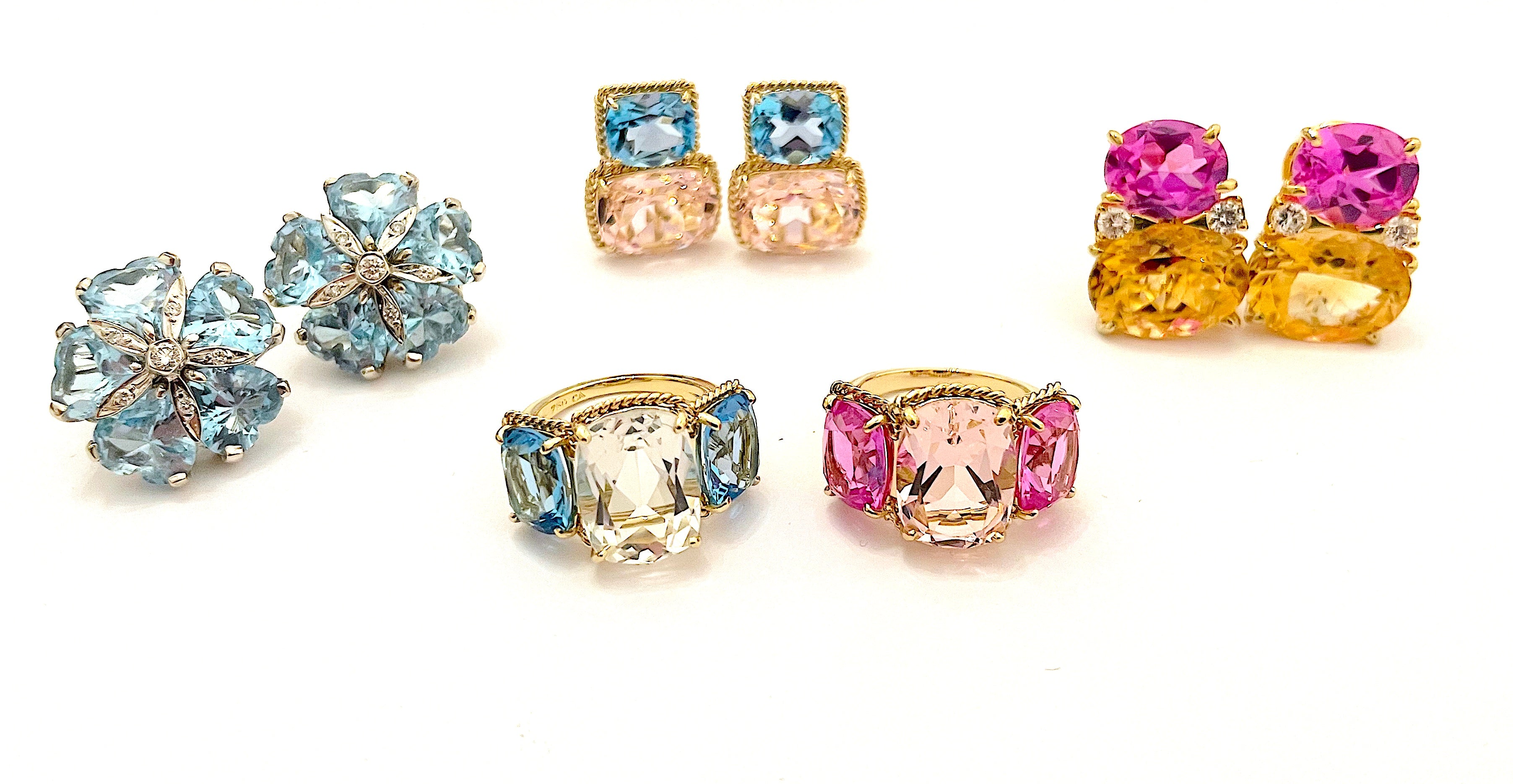 Extra Large GUM DROP™ Ring with Pink Topaz and Diamonds