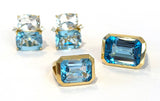 Medium GUM DROP™ Earrings with Pink Topaz and Blue Topaz and Diamonds with Detachable Pearls
