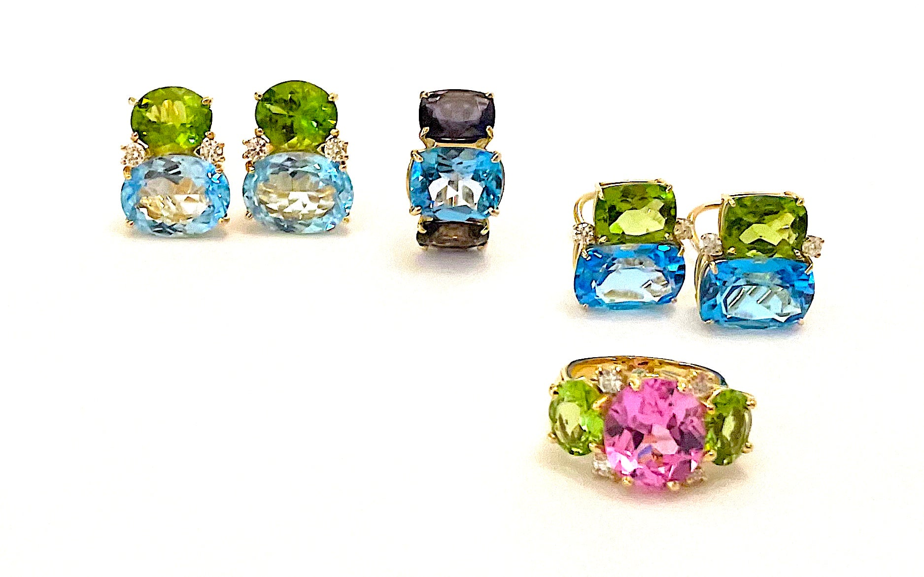 Large GUM DROP™ Earrings with Citrine and Pink Topaz and Diamonds