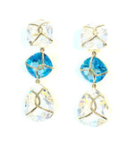 18kt Yellow gold Wrapped Drop Earrings with Rock Crystal and Blue Topaz