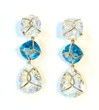 Rock Crystal and Gold Wrapped Cushion Drop Earrings
