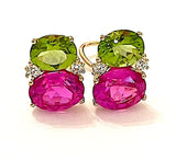 Large GUM DROP™ Earrings with Peridot and Pink Topaz and Diamonds