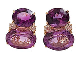 Large Gum Drop Earrings with Two-Toned Amethyst and Diamonds