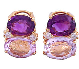 Medium GUM DROP™ Earrings with Amethyst and Pale Amethyst and Diamonds