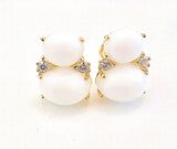 Large GUM DROP™ Earrings with Cabochon White Jade and Diamonds