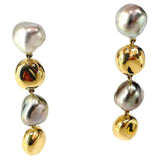 Three-Stone Drop Earring with Peridot Aquamarine South Sea Pearl