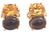 Mini GUM DROP™ Earrings with Citrine and Cabochon Smokey Topaz and Diamonds