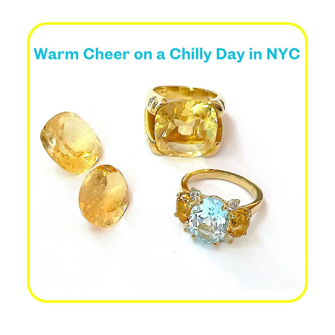 Small GUM DROP™ Ring with Blue Topaz Citrine and Diamonds