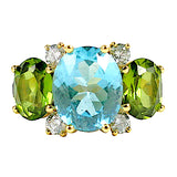 Medium GUM DROP™ Ring with Blue Topaz and Peridot and Diamonds