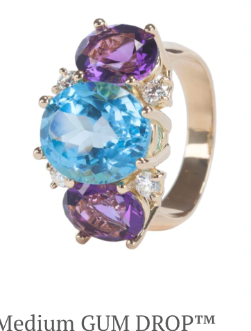 Medium 18 Karat Yellow Gold GUM DROP™  Ring with Peridot and Blue Topaz - Without Diamonds