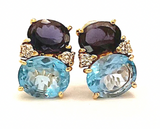 Medium GUM DROP™ Earrings with Two-Toned Blue Topaz and Diamonds