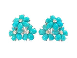 Rubelite Turquoise Gold Flower Earrings