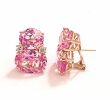 Large GUM DROP™ Earrings with Deep Amethyst and Pink Topaz and Diamonds