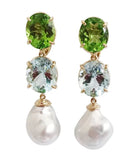 Large GUM DROP™ Earrings with Pearls and Pink Topaz and Diamonds