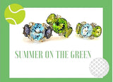 Amethyst and Peridot Yellow Gold Three-Stone Cushion Ring