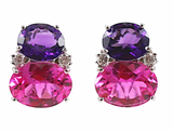 Large GUM DROP™ Earrings with Iolite and Pink Topaz and Diamonds