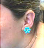 Turquoise Flower Diamonds Cluster Earrings