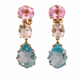 Elegant Three-Stone Drop Earring with Citrine and Baroque Pear and Diamonds