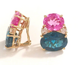 Large GUM DROP™ Earrings with Pearls and Pink Topaz and Diamonds