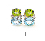 18kt Yellow Gold Sand Dollar Earrings with Peridot and Diamonds