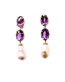Large GUM DROP™ Earrings with Pearls and Pink Topaz and Diamonds