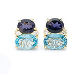 Large GUM DROP™ Earrings with Pale Purple and Green Amethyst and Diamonds