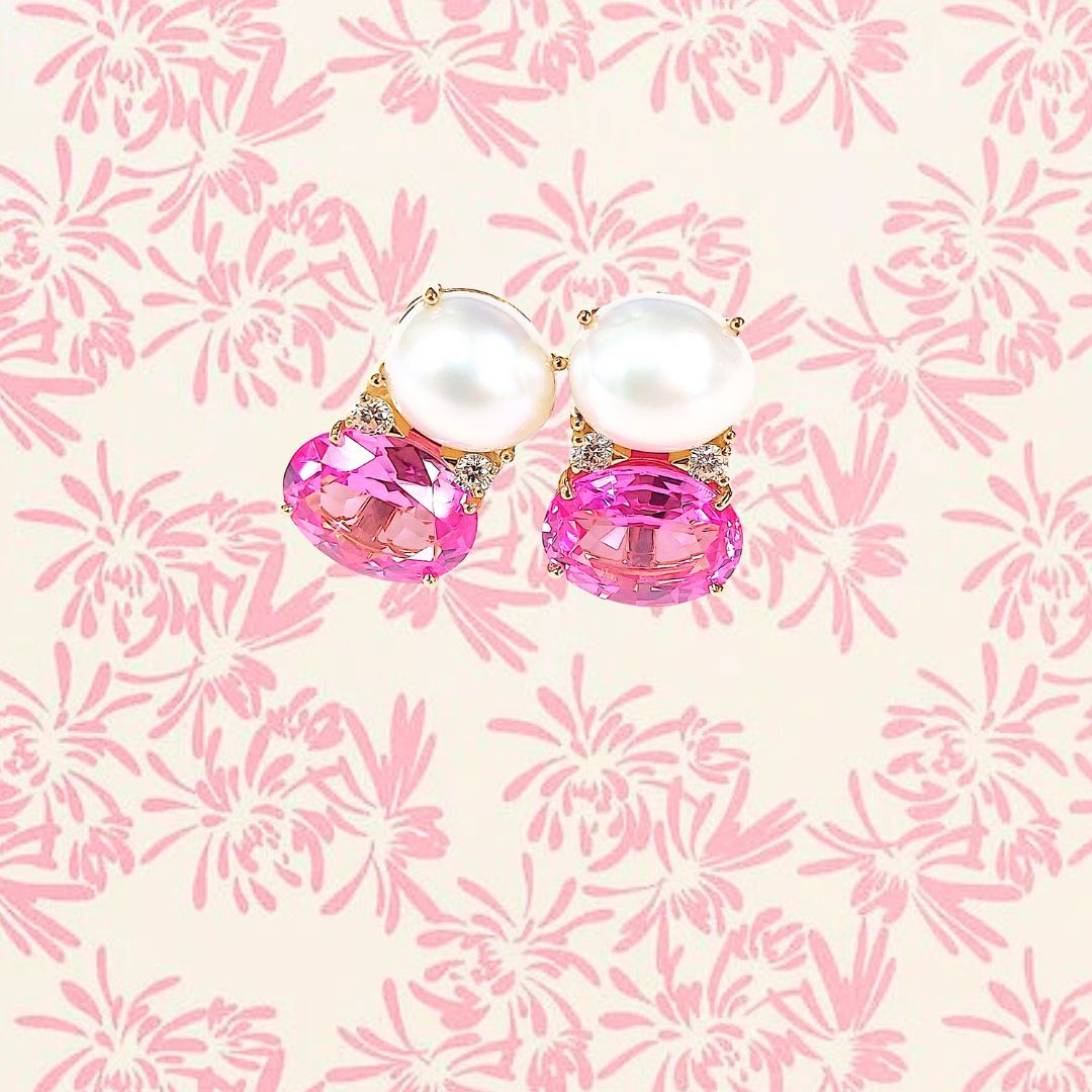 Medium GUM DROP™ Earrings with Deep Citrine and Pink Topaz and Diamonds